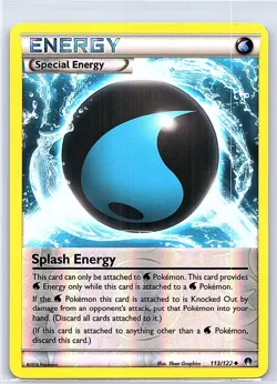 SPLASH ENERGY 113/122 UNCOMMON BREAKPOINT POKEMON REVERSE HOLO MODERATELY PLAYED - Image 1