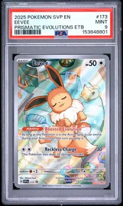 PSA 9 Eevee 173 Pokemon Prismatic Evolutions ETB Black Star Promo SVP EN - Image 1