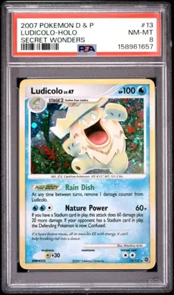 2007 Pokemon Diamond & Pearl Secret Wonders 13 Ludicolo Holo PSA 8 - Image 1