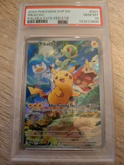 2023 POKEMON SVP PALDEA EVOLVED ELITE TRAINER BOX #027 PIKACHU PSA 10 - Image 1