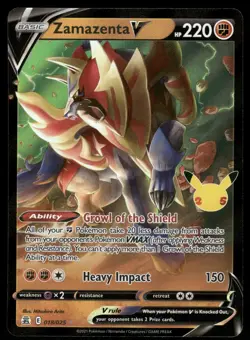 Zamazenta V 018/025 Holo V Rare Celebrations Pokemon NM - Image 1