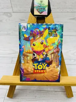 Pikachu as Cosplay Woody From Toy Story Non- Pokemon Fan Art Ice Crackle Card - Image 1