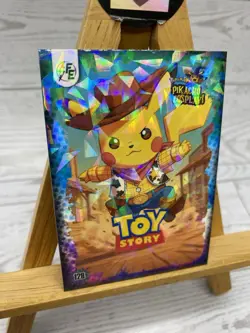 Pikachu as Cosplay Woody From Toy Story Non- Pokemon Fan Art Ice Crackle Card - Image 2