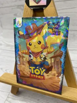 Pikachu as Cosplay Woody From Toy Story Non- Pokemon Fan Art Ice Crackle Card - Image 3