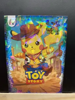Pikachu as Cosplay Woody From Toy Story Non- Pokemon Fan Art Ice Crackle Card - Image 5