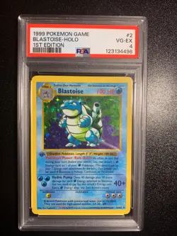 1999 1st Edition Base Set Shadowless Pokemon Blastoise Holo PSA 4 VG-EX - Image 1