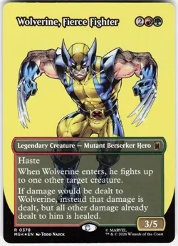 MAGIC MTG WOLVERINE, FIERCE FIGHTER (BORDERLESS) 378 MARVEL SUPER HEROES FOIL - Image 1