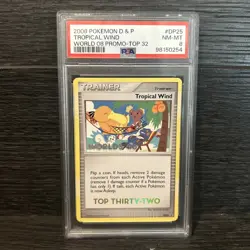 2008 POKEMON DIAMOND & PEARL WORLD 08 PROMO TOP 32 #DP25 TROPICAL WIND PSA 8 - Image 1