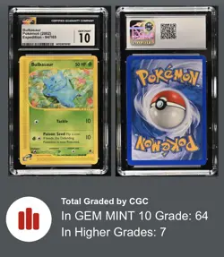 CGC 10 GEM MINT Bulbasaur 94/165 Pokemon 2002 Expedition Pop 64 - Image 1