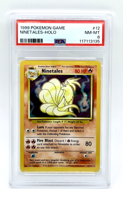 1999 POKEMON BASE SET - NINETALES #12 - HOLO RARE PSA 8 NM-MT - Image 1