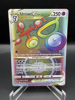 Unown VSTAR 199/195 Rainbow Rare Silver Tempest Pokemon Holo Near Mint - Image 1