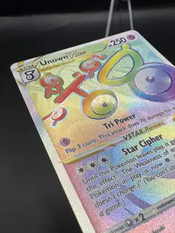 Unown VSTAR 199/195 Rainbow Rare Silver Tempest Pokemon Holo Near Mint - Image 3