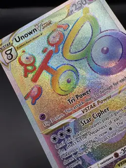 Unown VSTAR 199/195 Rainbow Rare Silver Tempest Pokemon Holo Near Mint - Image 4