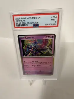 The Pokemon Company PSA 9 2025 Xerneas 064/132 MEG EN Best Buy Exclusive Holo - Image 1
