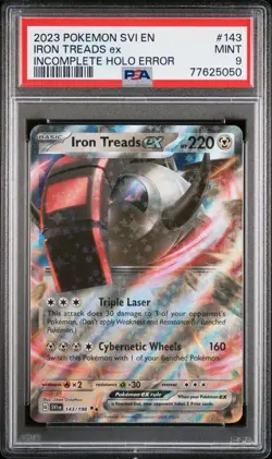 Pokemon Iron Treads EX #143 Scarlet & Violet INCOMPLETE HOLO ERROR PSA 9 - Image 1