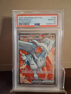 2025 Pokemon Reshiram ex 158/086 Sv: White Flare Holo PSA 10 - Image 1