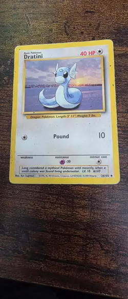 Dratini 26/102 Uncommon Base Set Unlimited Pokemon Moderately Played - Image 1