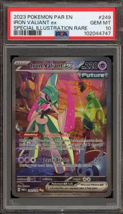 Pokemon Iron Valiant ex Paradox Rift Special Illustration Rare #249 PSA 10 - Image 1