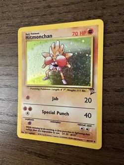Pokemon TCG Hitmonchan Base Set 2 8/130 Holo Unlimited Holo Rare With Swirl - Image 2