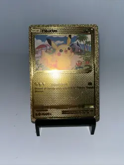 Pikachu Thunderbolt Metal Gold Foil Pokemon Card Fan Art Display Card HP70￼ - Image 3