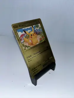 Pikachu Thunderbolt Metal Gold Foil Pokemon Card Fan Art Display Card HP70￼ - Image 4