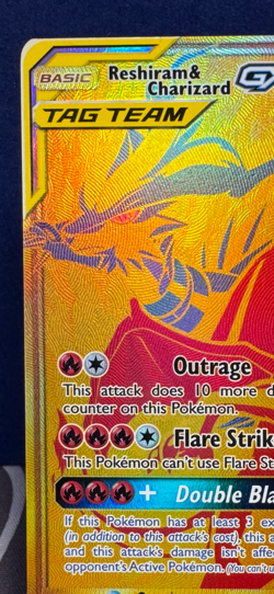 Reshiram & Charizard GX Gold Full Art Promo SM247 Pokemon Card Tag Team !! - Image 2