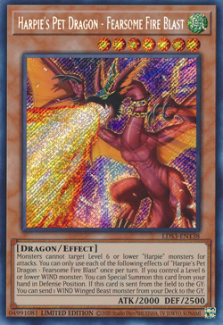 HARPIE'S PET DRAGON - FEARSOME FIRE BLAST - LDS3-EN138 - SECRET RARE - 1ST - NM - Image 1