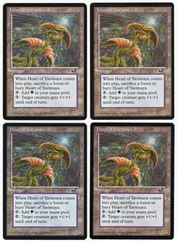 Heart of Yavimaya x4 4x 1996 Alliances RESERVED LIST PLAYSET Land MTG SP- NM AZ1 - Image 1