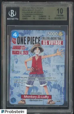 2026 One Piece Promo Monkey D Luffy College Basketball US Voyage BGS 10 PRISTINE - Image 1