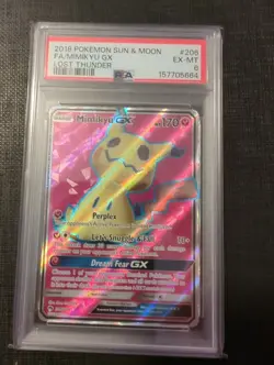 Pokemon Card PSA 6 Mimikyu GX 206/214 Lost Thunder - Image 1