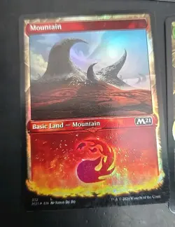 Collection of 1 Each Core Set 2021 Basic Lands MTG Showcase Foil Lightly Played - Image 2