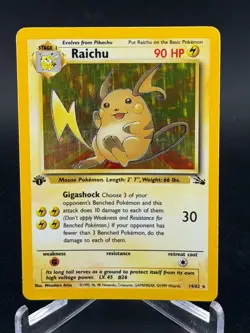 Raichu - 14/62 Fossil 1st Edition Holo Rare Pokemon - NM/LP - Image 2
