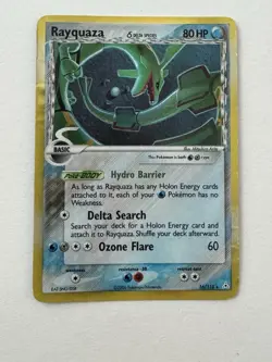 Vintage Pokemon TCG Rayquaza Delta Species Holo Rare 16/110 Holon Phantoms DMGed - Image 1