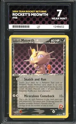 Rocket's Meowth 46/109 Ace 7 EX Team Rocket Returns Non Holo Pokemon Near Mint - Image 1