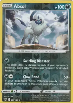 Pokemon TCG Absol 097/189 Pokemon Astral Radiance Reverse Holo NM/M - Image 1