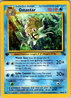 Omastar 40/62 Uncommon Fossil Pokemon 1st Edition Lightly Played - Image 1