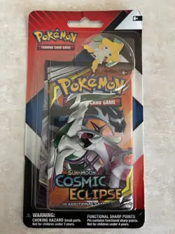 Pokemon TCG Sun & Moon Cosmic Eclipse 2 Booster Packs. Jirachi pin - Image 1
