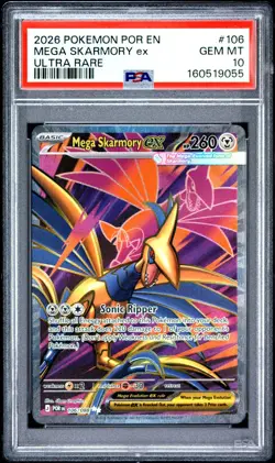 Mega Skarmory ex Ultra Rare #106/88 Pokemon Perfect Order PSA 10 GEM MINT - Image 1