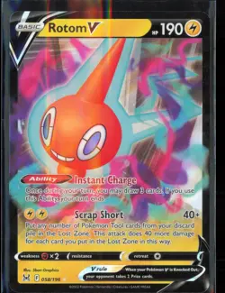 Rotom V 058/196 Holo V Rare Lost Origin Pokemon Near Mint - Image 1