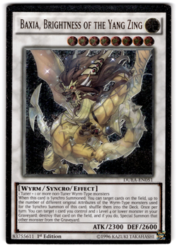 YUGIOH BAXIA, BRIGHTNESS OF THE YANG ZING ULTIMATE RARE 1ST NM DUEA-EN051 - Image 1