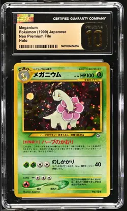 CGC PRISTINE 10 2000 Pokemon Japanese Neo Meganium-Holo #154 Premium File - Image 1