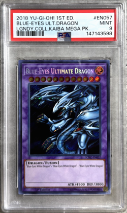 Yugioh Card 1st Ed. Blue-Eyes Ultimate Dragon SCR PSA 9 Mint, LCKC-EN057 2018 - Image 1