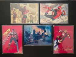 MTG Marvel Gold Stamped Art Series Lot 5 Cards Spider-Man, Iron Man - Image 1