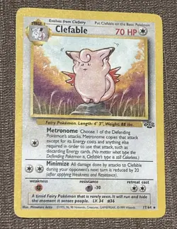 Clefable 17/64 Jungle Regular RARE Unlimited Pokemon Card Damaged HP Creased - Image 1