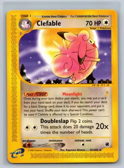 Clefable 41/165 Rare Expedition Base Set Pokemon Card Moderately Played - Image 1