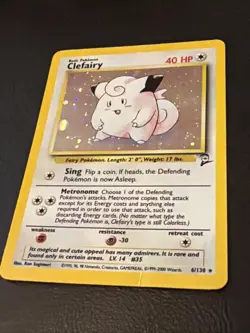Pokemon TCG Clefairy Base Set 2 Holo Unlimited Rare Card 6/130 Damaged - Image 2