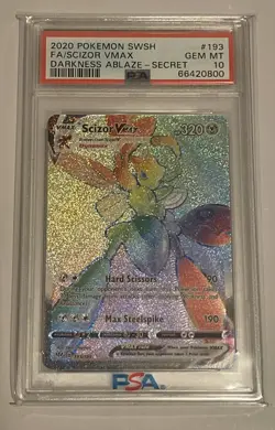 Scizor VMAX SR PSA 10 2020 Pokemon Sword & Shield Darkness Ablaze #193/189 8396 - Image 1