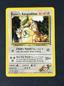 Blaine's Kangaskhan 36/132 Unlimited Uncommon Gym Heroes Pokemon MP - Image 1