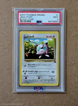 2000 Pokemon Black Star Promo Jigglypuff #7 PSA 9 MINT WOTC Pokemon League Promo - Image 1