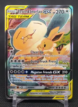 Eevee & Snorlax GX SM169 Sm Black Star Promo Pokemon Holo NM - Image 1